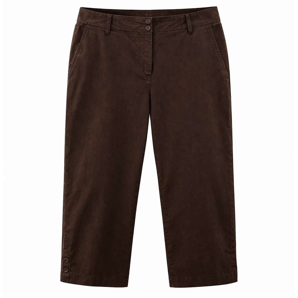 Eileen‎ Fisher Womens Cropped Capri Pants Medium Brown Cotton Minimalist Chic